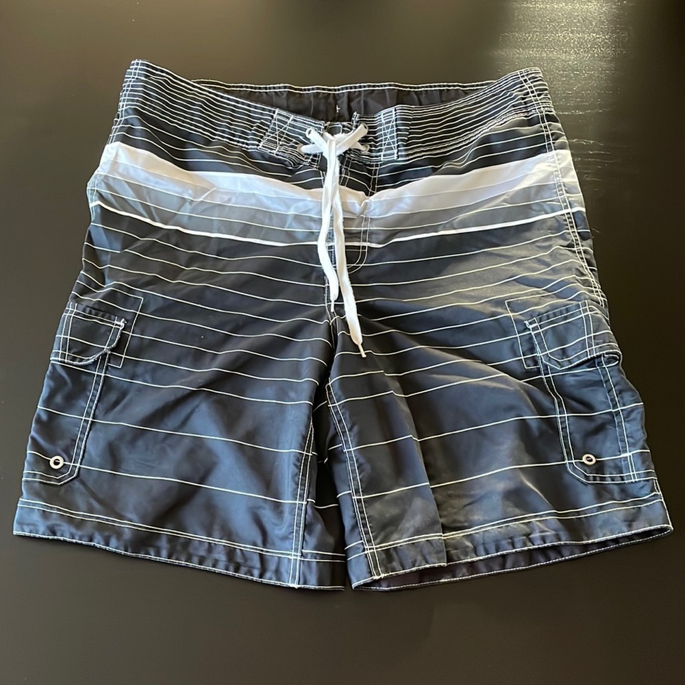 Men’s Express Bathing Suit, Black/Silver, XL.